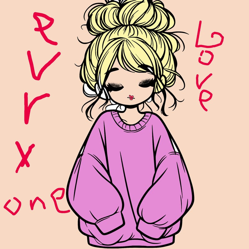 girl with baggy sweatshirt and messy bun