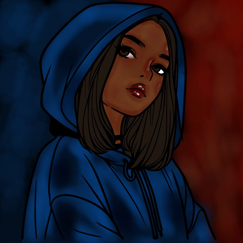 a realistic girl in a hoodie