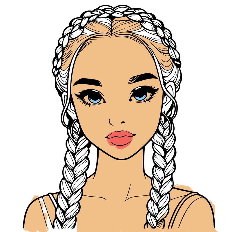 realistic girl with braids