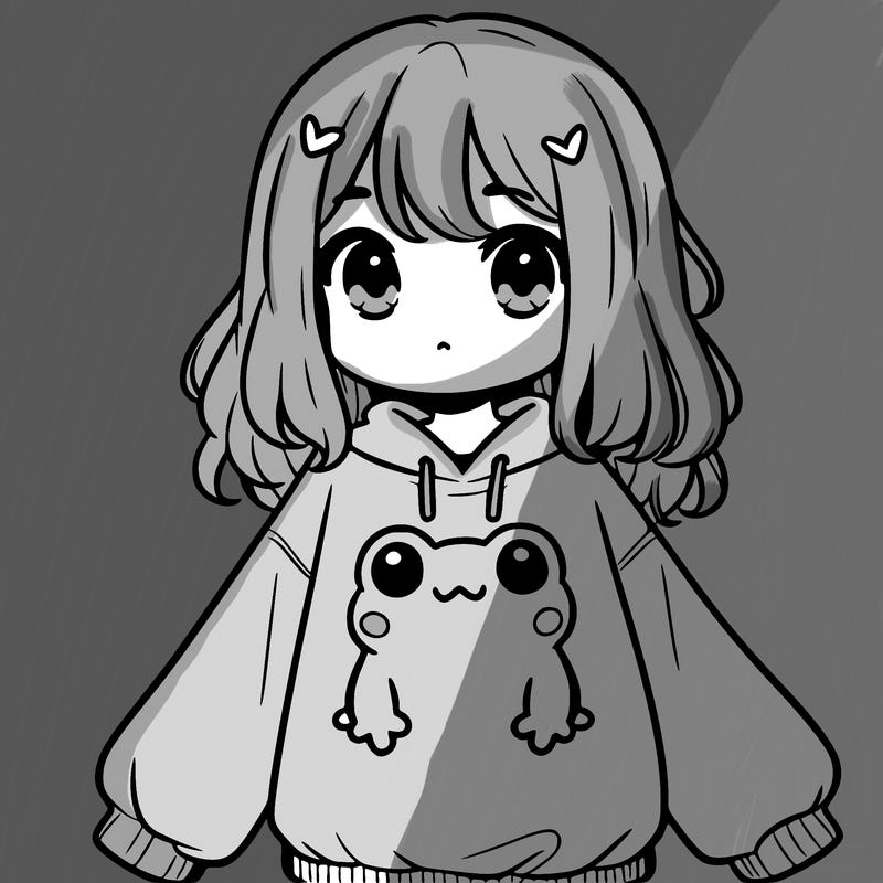 girl wearing frogging sweatshirt