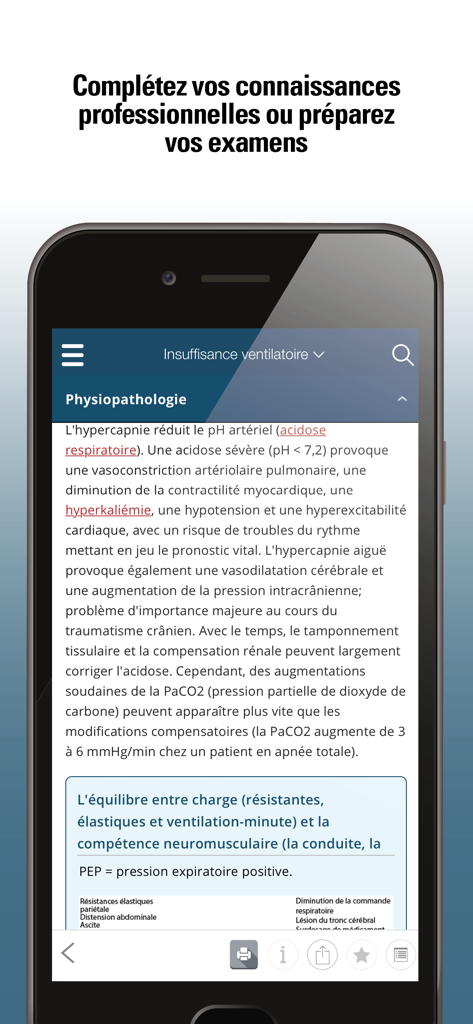 Artículo de fisiopatología médica en la aplicación móvil Manual MSD Profesional.