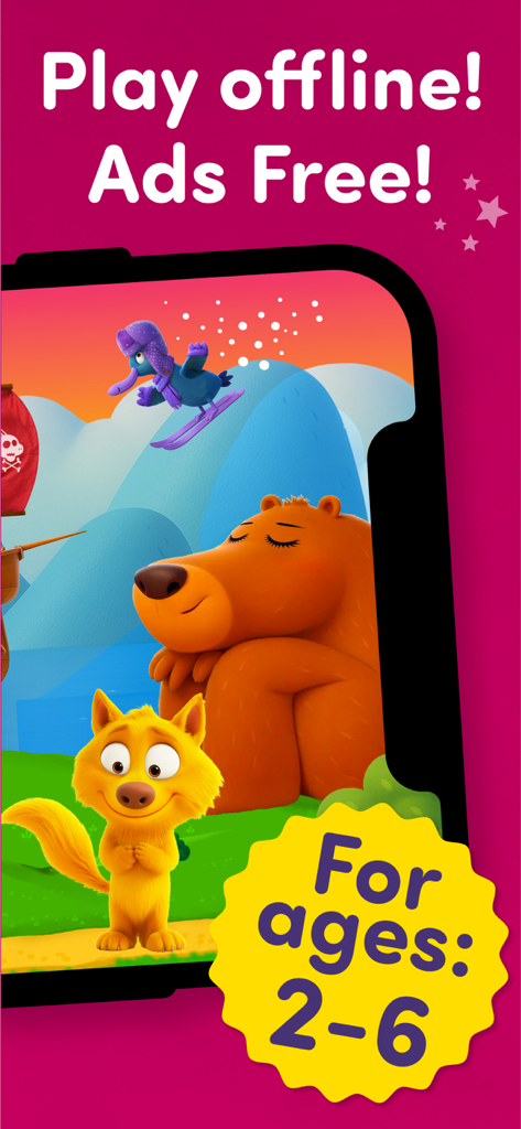 Rescue: Toddler games for kids - Rescue Toddler games app screenshot featuring cartoon animals and educational features for ages 2-6