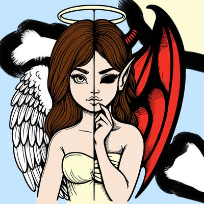 realistic angel half demon