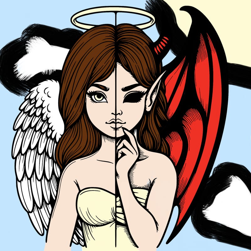 realistic angel half demon