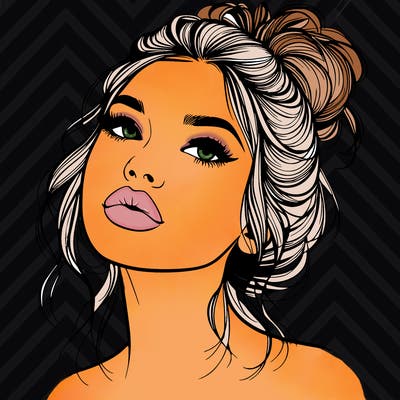 realistic girl with lips and hair up