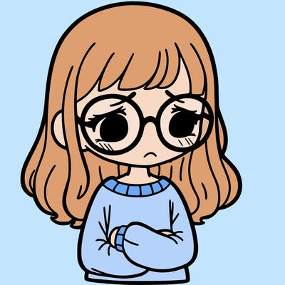 sad girl with glasses on