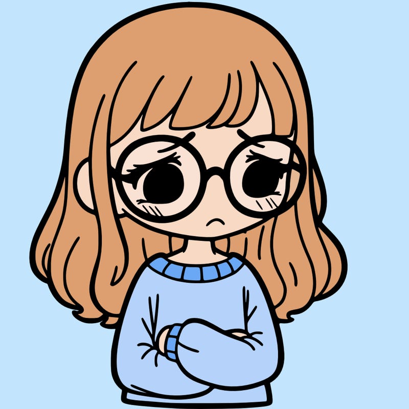sad girl with glasses on