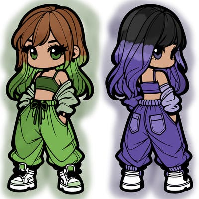 girl in crop top and baggy pants