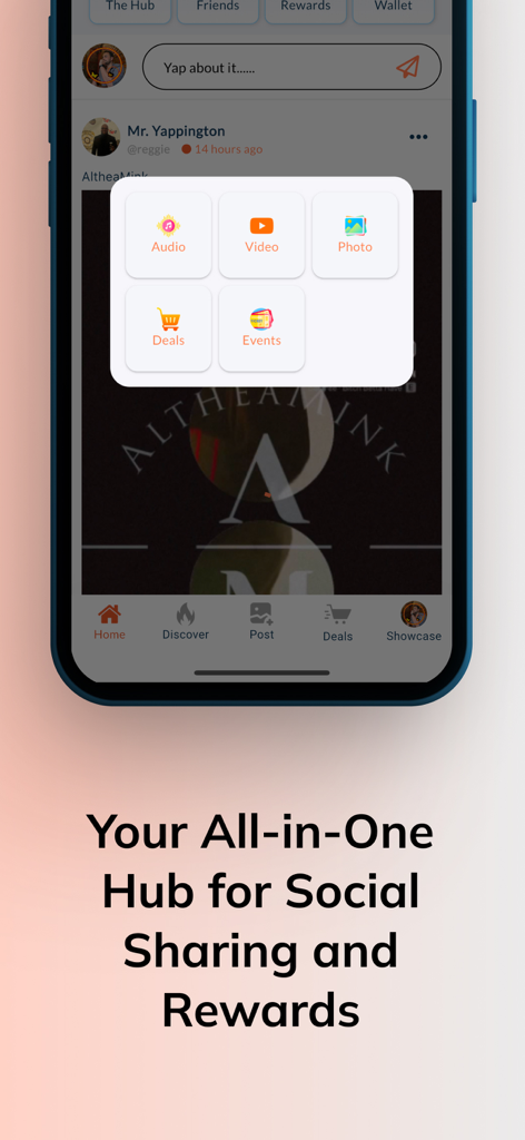 Yapit - Yapit App-Oberfläche, die Optionen zur Inhaltserstellung und Belohnungsfunktionen zeigt