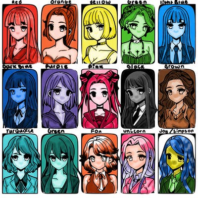 girls that look diffrent anime