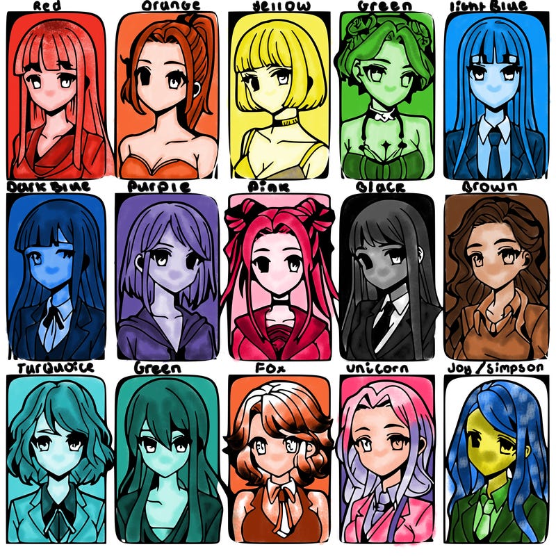 girls that look diffrent anime