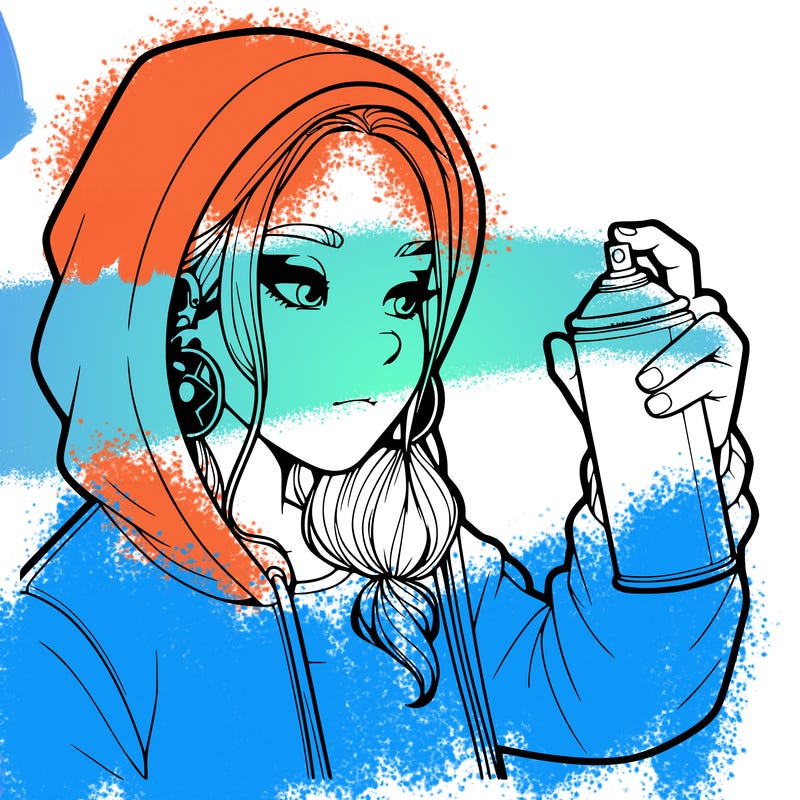 a realistic girl, spray painting