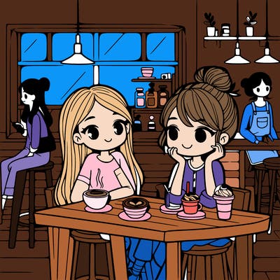 girls in coffee shop