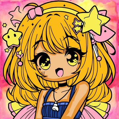 cute anime girl with star accessories