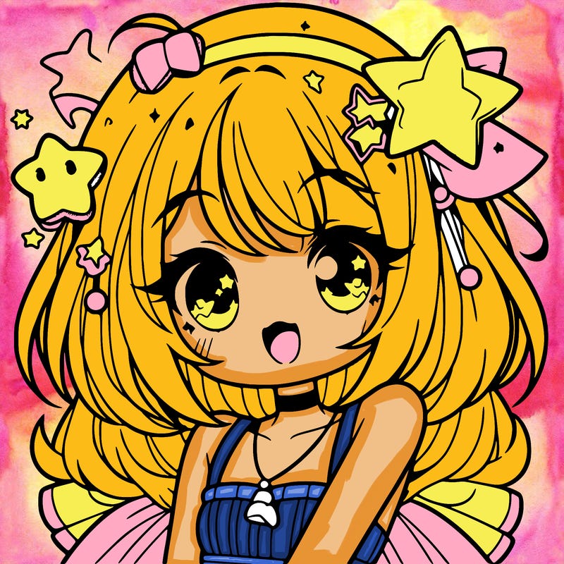 cute anime girl with star accessories