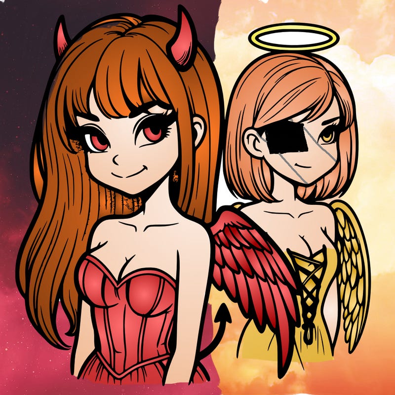 realistic devil and angel girl