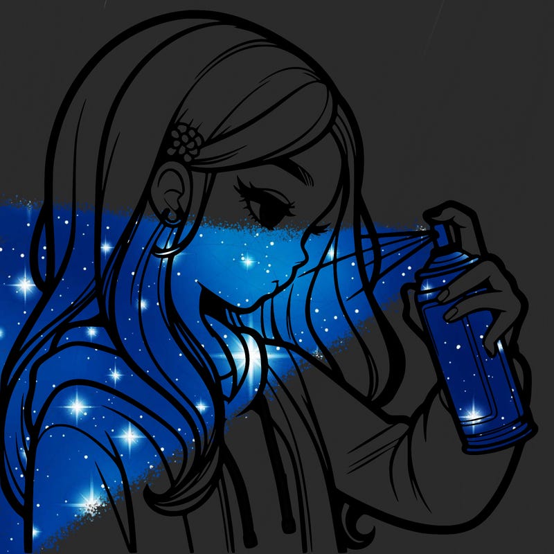 a realistic girl spray painting