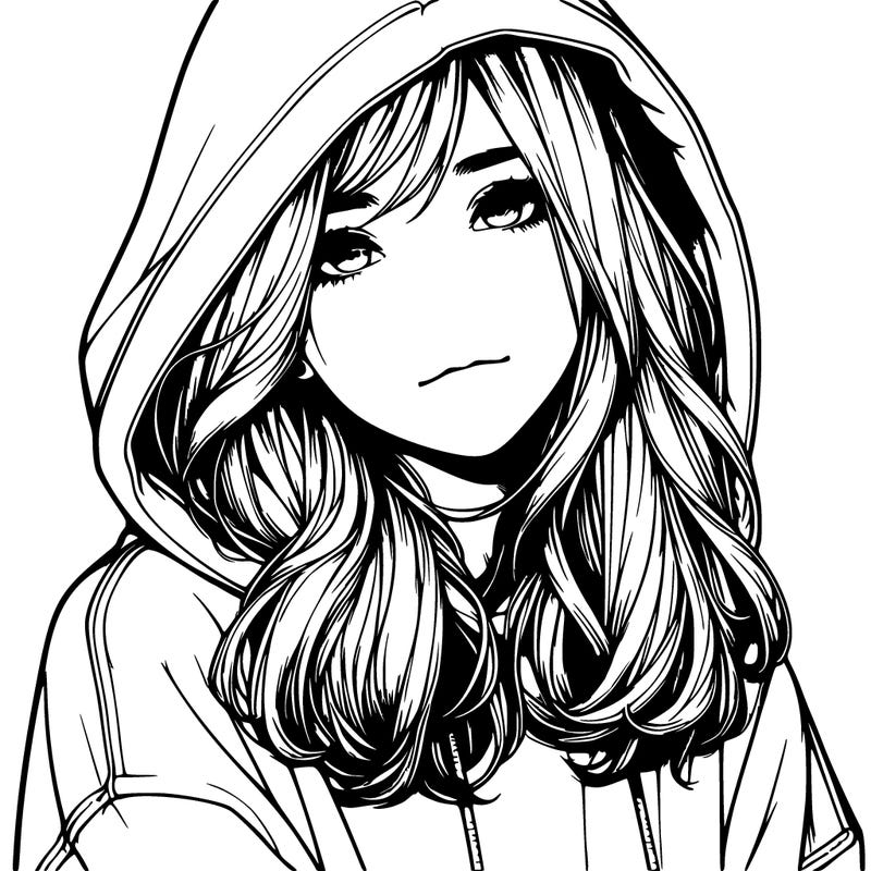 realistic girl with shoulder length hair wearing an oversized hoodie holding a sign
