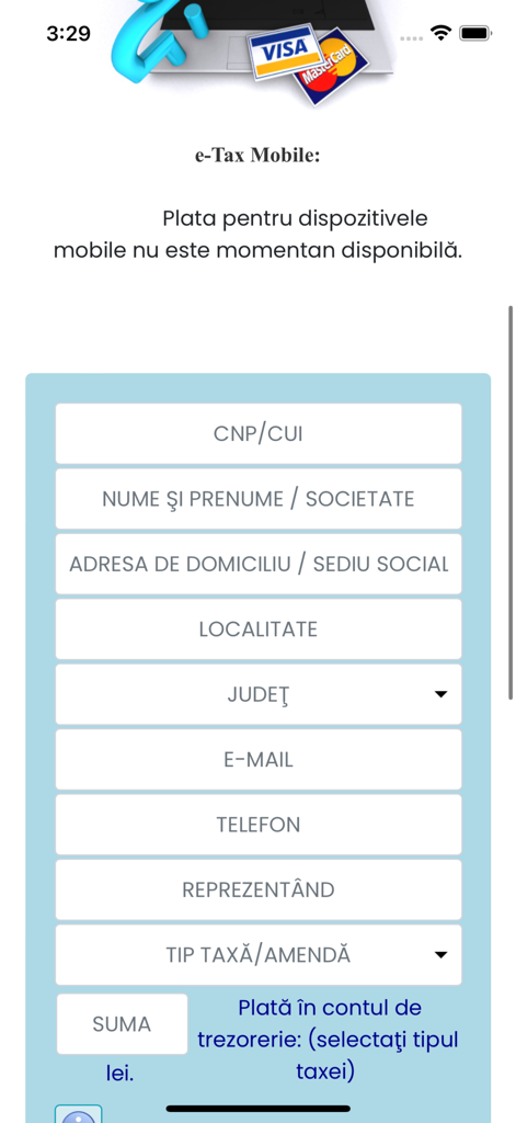 eTax Năvodari - Mobile form for paying taxes and fines in Navodari