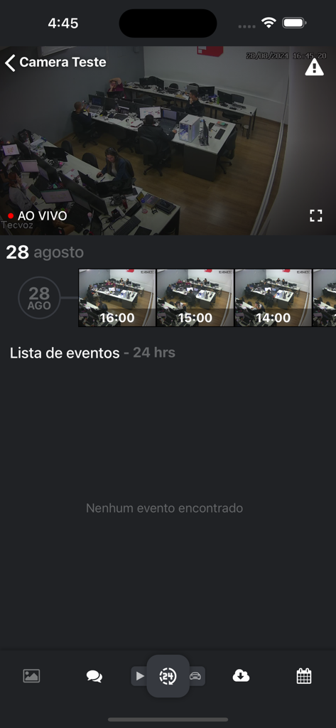 EasyCam - EasyCam app interface showing a live security camera feed and video recording history