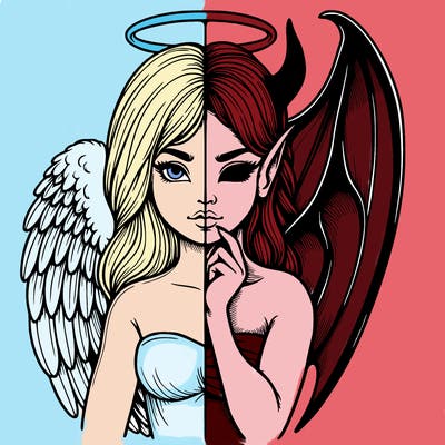 realistic angel half demon