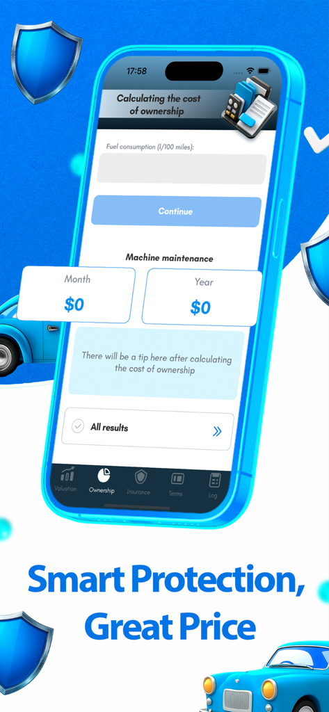 Car Insurance - GaBee Services - Smartphone screen displaying GaBee car ownership cost and maintenance tracking tools