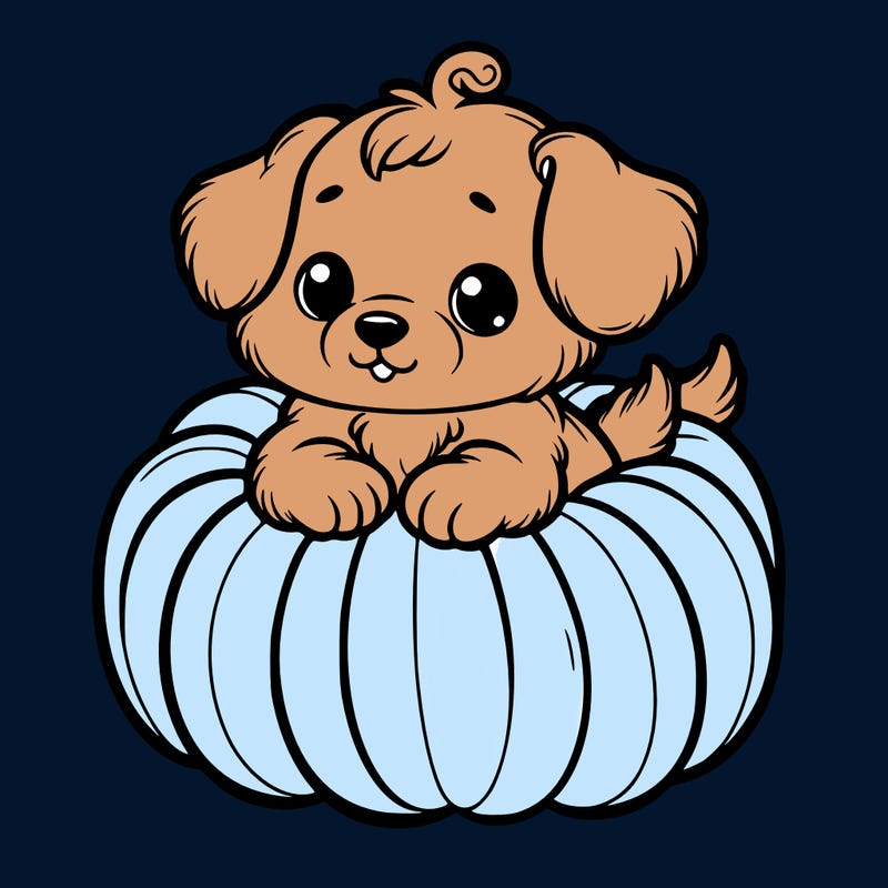 cute little puppy in a pumpkin
