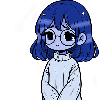 sad girl with glasses in a sweater