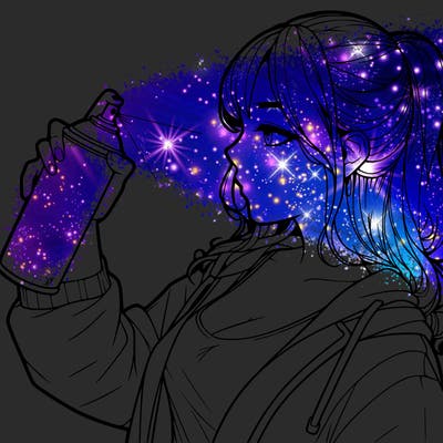 a realistic girl spray, painting