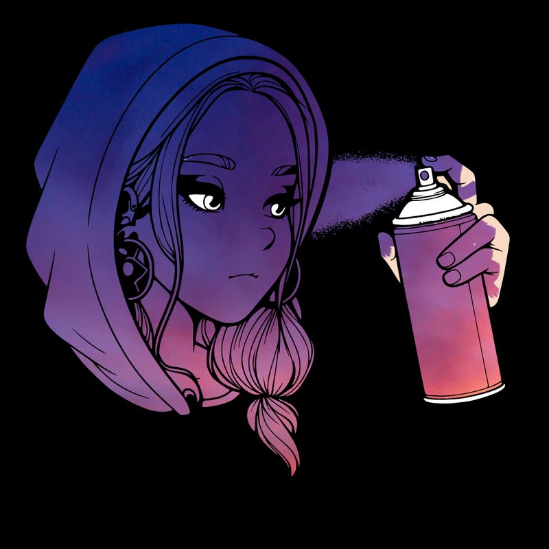 a realistic girl, spray painting