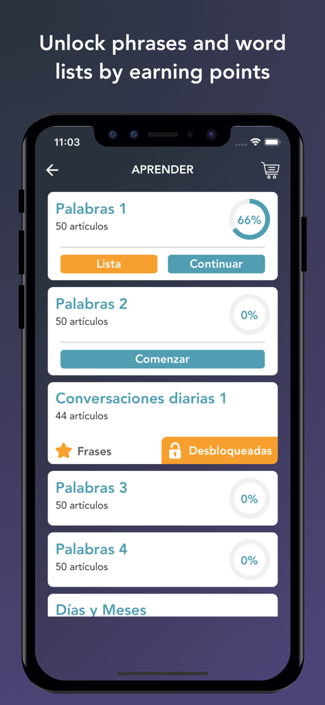 Tobo: Learn English Vocabulary - Mobile app screen showing various English vocabulary learning categories and progress tracking