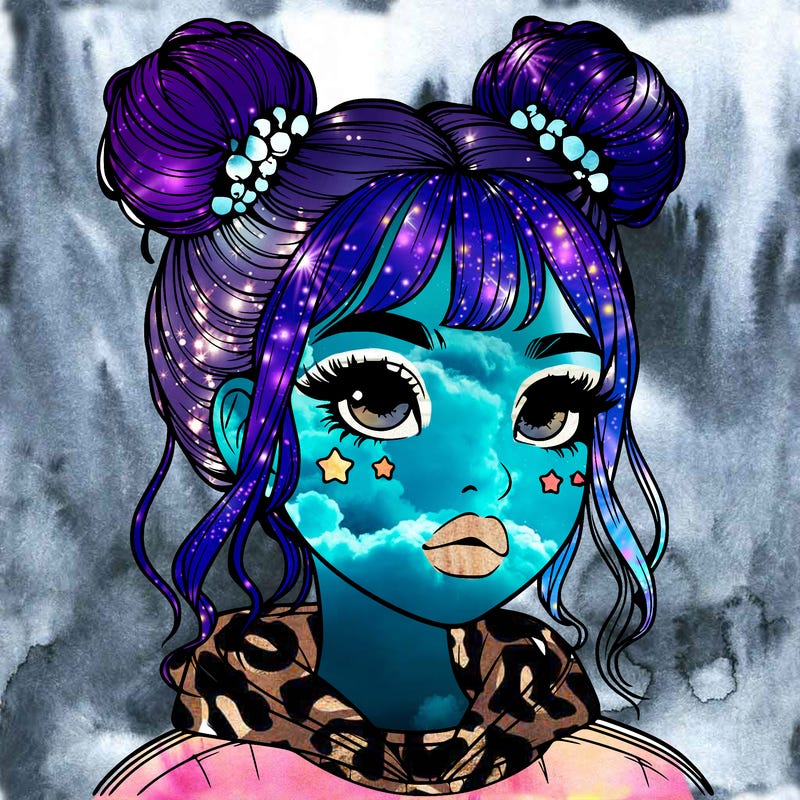 realistic girl with space buns