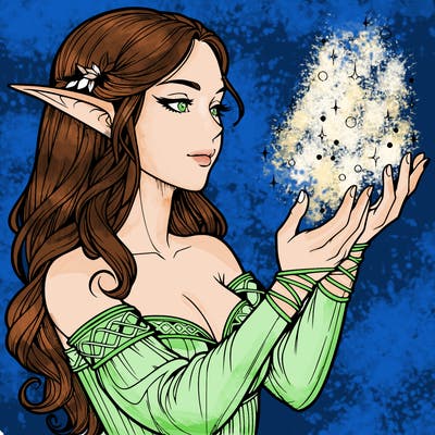 realistic elf girl doing magic