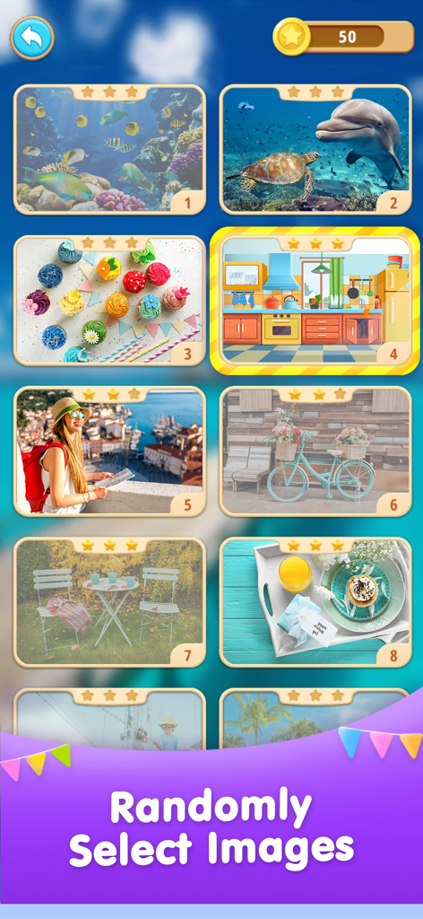 Una galería que muestra diversas fotos de alta calidad para niveles en el juego Encuentra la Diferencia ¡Obsérvalo!.