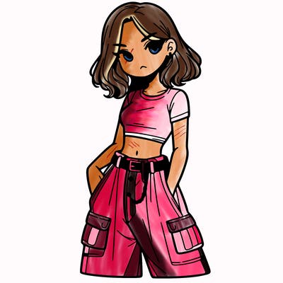 girl with crop top and baggy pants