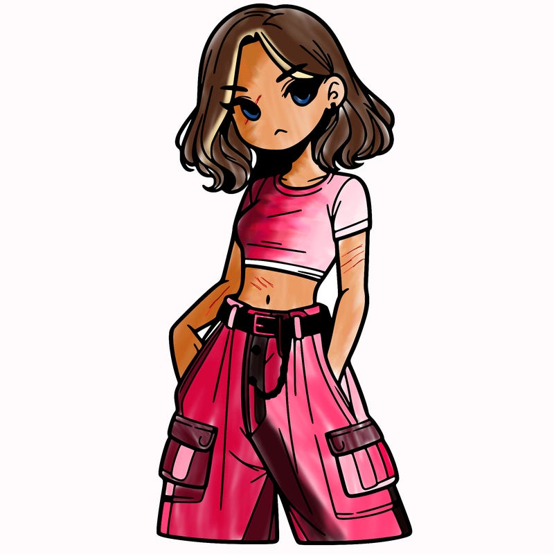 girl with crop top and baggy pants