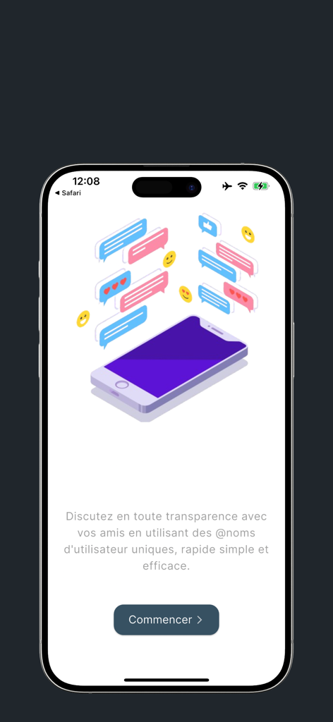 GPChat - Tela de integração do GPChat com uma ilustração de um smartphone e balões de chat flutuantes
