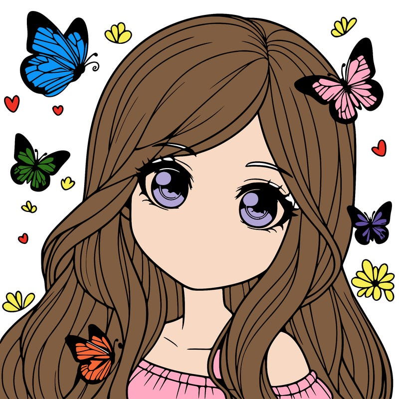 realistic girl with butterflies around her