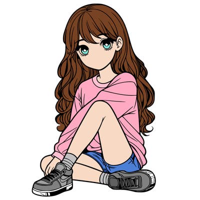 girl sitting realistic