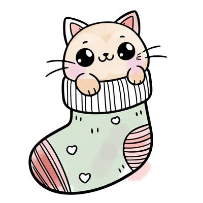 cute cat in a sock