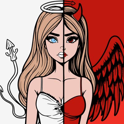 devil vs angel realistic girl
