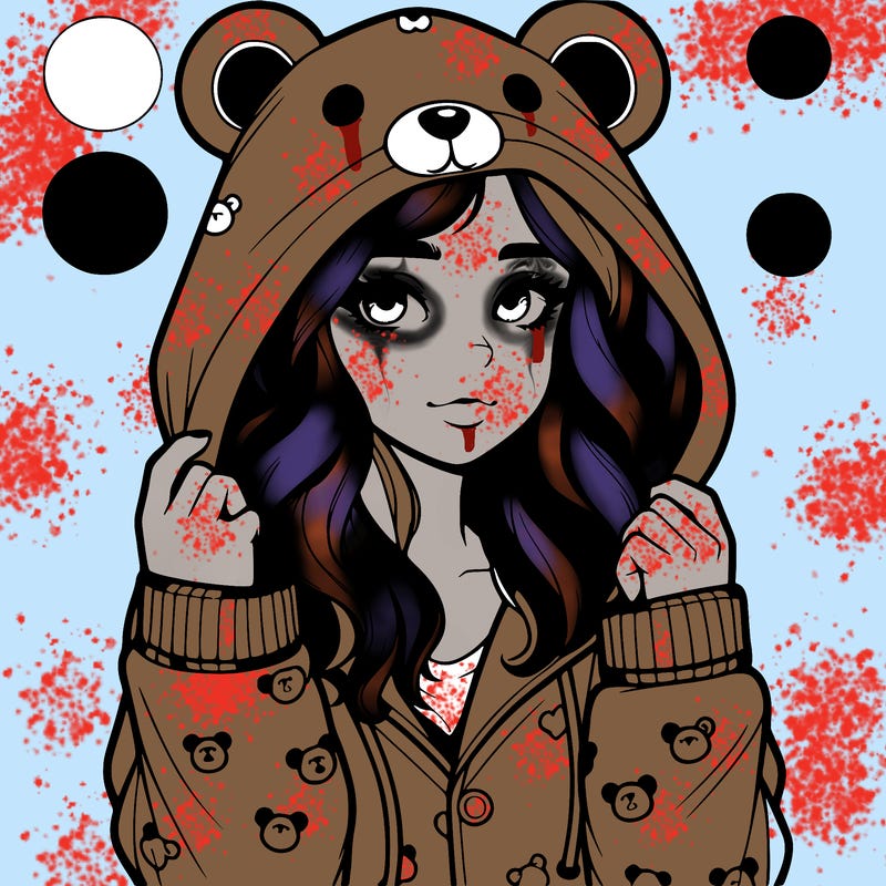 realistic girl in a animal pjs hoodie