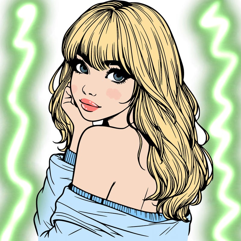 realistic girl with bangs looking over her shoulder