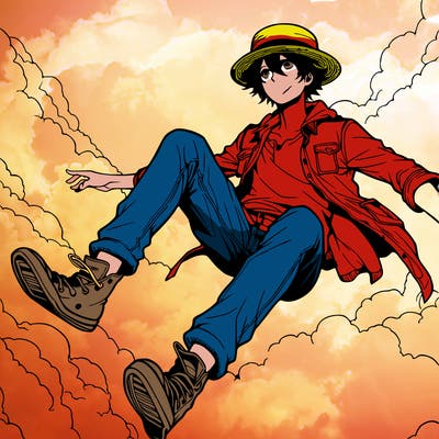 luffy ( one piece ) in the sky realistic version