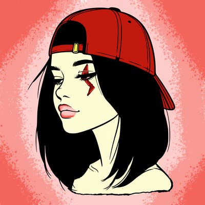realistic  girl with a backwards hat