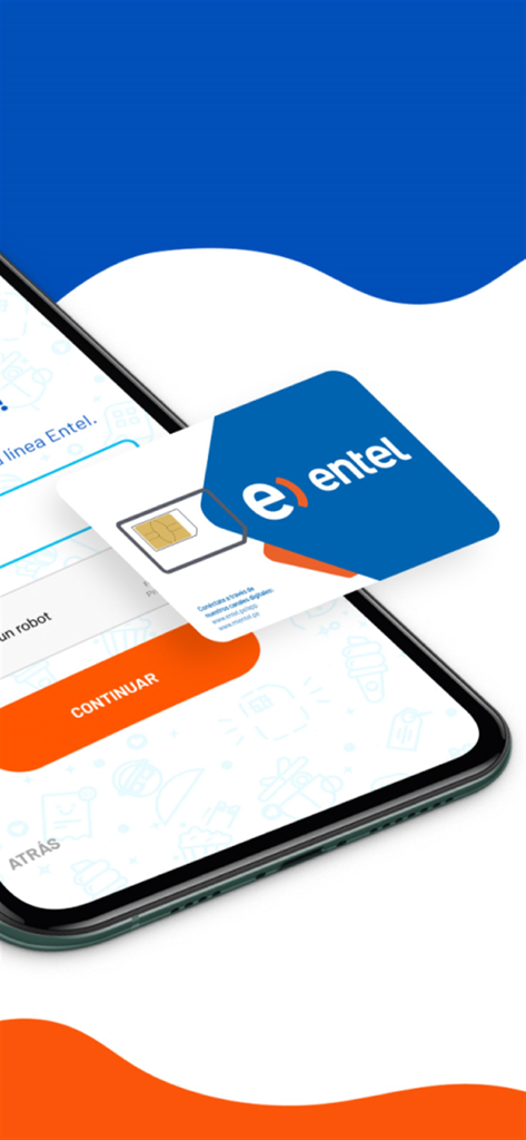 Activa tu chip Entel - Pantalla de smartphone mostrando la interfaz de la aplicación de activación de chip Entel con un icono de tarjeta SIM