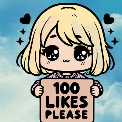 cute girl holding a sign saying 100 likes please