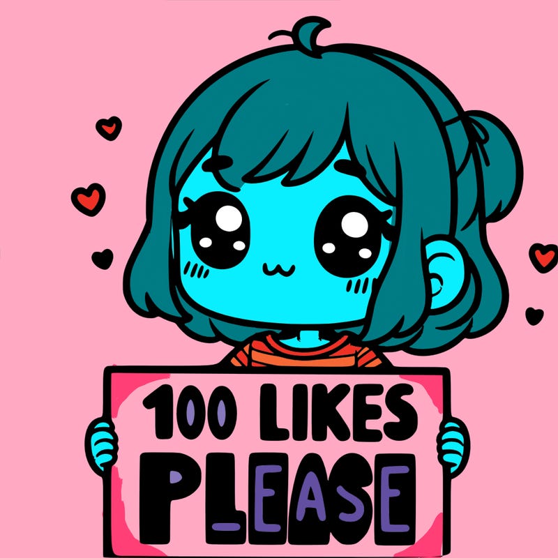 cute girl holding a sign saying 100 likes please
