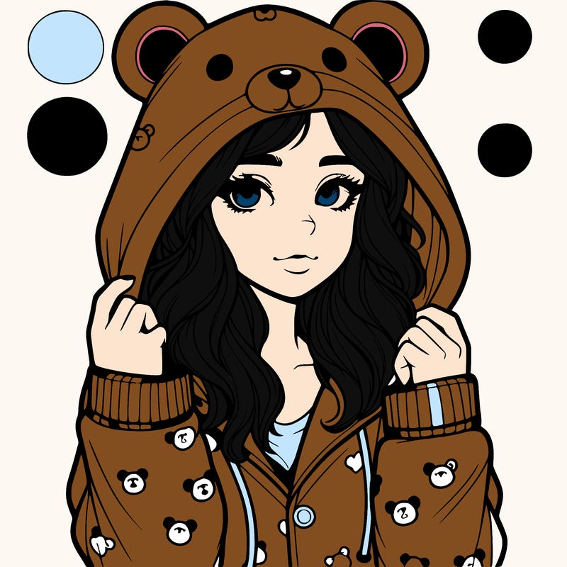 realistic girl in a animal pjs hoodie