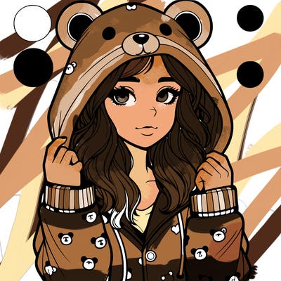 realistic girl in a animal pjs hoodie